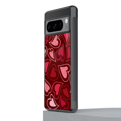 Wine Cascade Hearts stylish phone case for google pixel 8 pro | glossy glass and slim fit