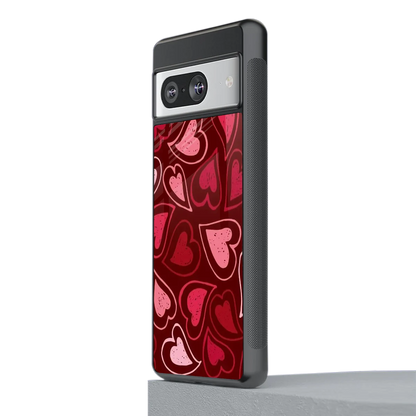 Wine Cascade Hearts stylish phone case for google pixel 8 | glossy glass and slim fit
