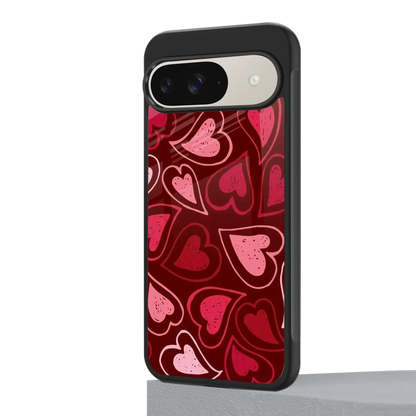 Wine Cascade Hearts google pixel 9 mobile cover | shockproof glass phone case