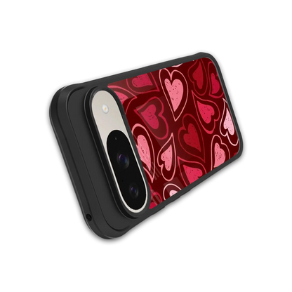 Wine Cascade Hearts stylish phone case for google pixel 9 | glossy glass and slim fit