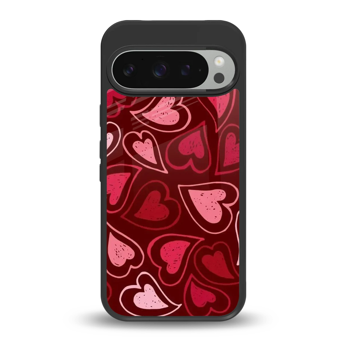 Wine Cascade Hearts back phone cover | glass case for google pixel 9 pro