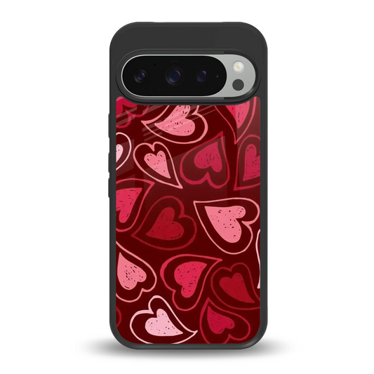 Wine Cascade Hearts back phone cover | glass case for google pixel 9 pro