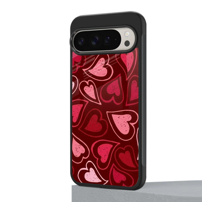 Wine Cascade Hearts google pixel 9 pro mobile cover | shockproof glass phone case