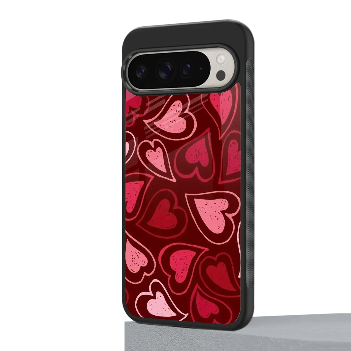 Wine Cascade Hearts google pixel 9 pro xl mobile cover | shockproof glass phone case