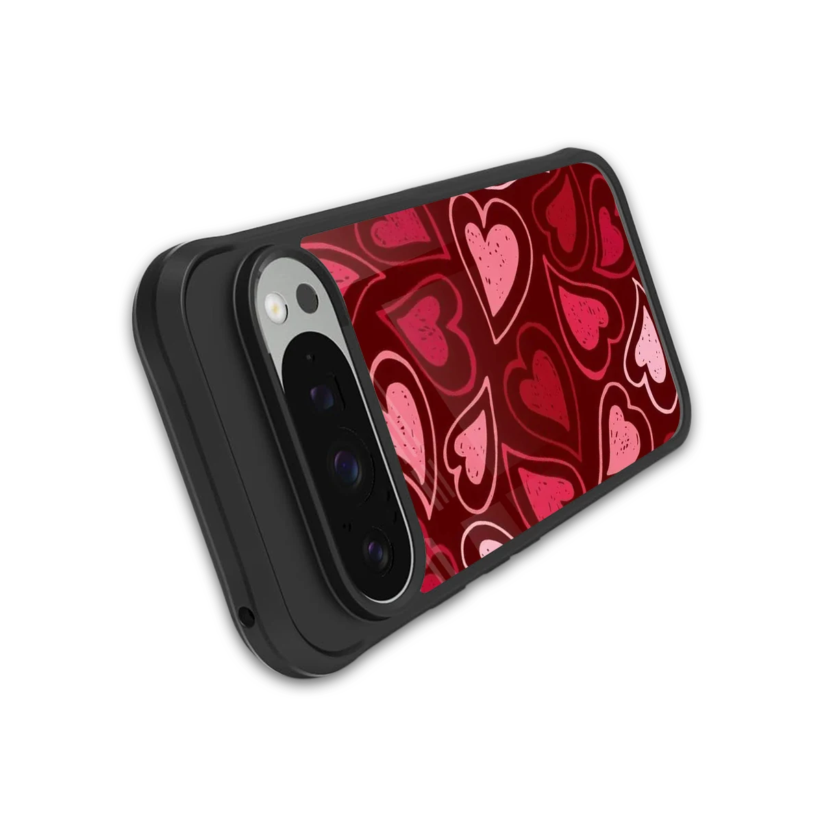 Wine Cascade Hearts stylish phone case for google pixel 9 pro xl | glossy glass and slim fit