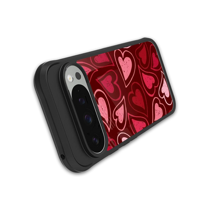 Wine Cascade Hearts stylish phone case for google pixel 9 pro xl | glossy glass and slim fit
