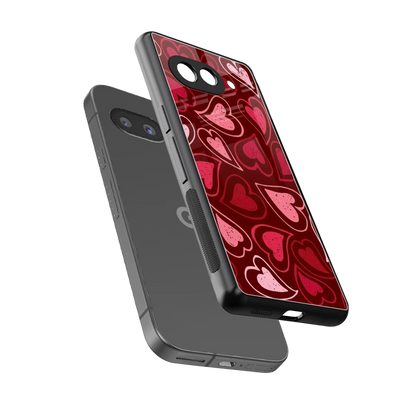 Wine Cascade Hearts sleek google pixel 10a cover with tempered glass back and TPU edges