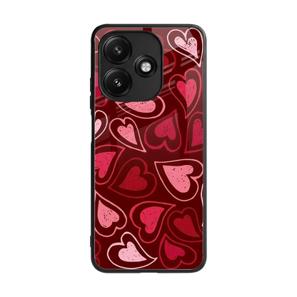Wine Cascade Hearts back phone cover | glass case for redmi 12 5g
