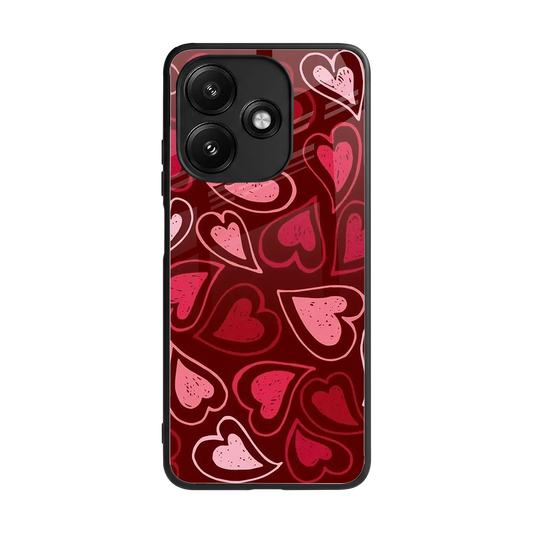 Wine Cascade Hearts back phone cover | glass case for redmi 12 5g