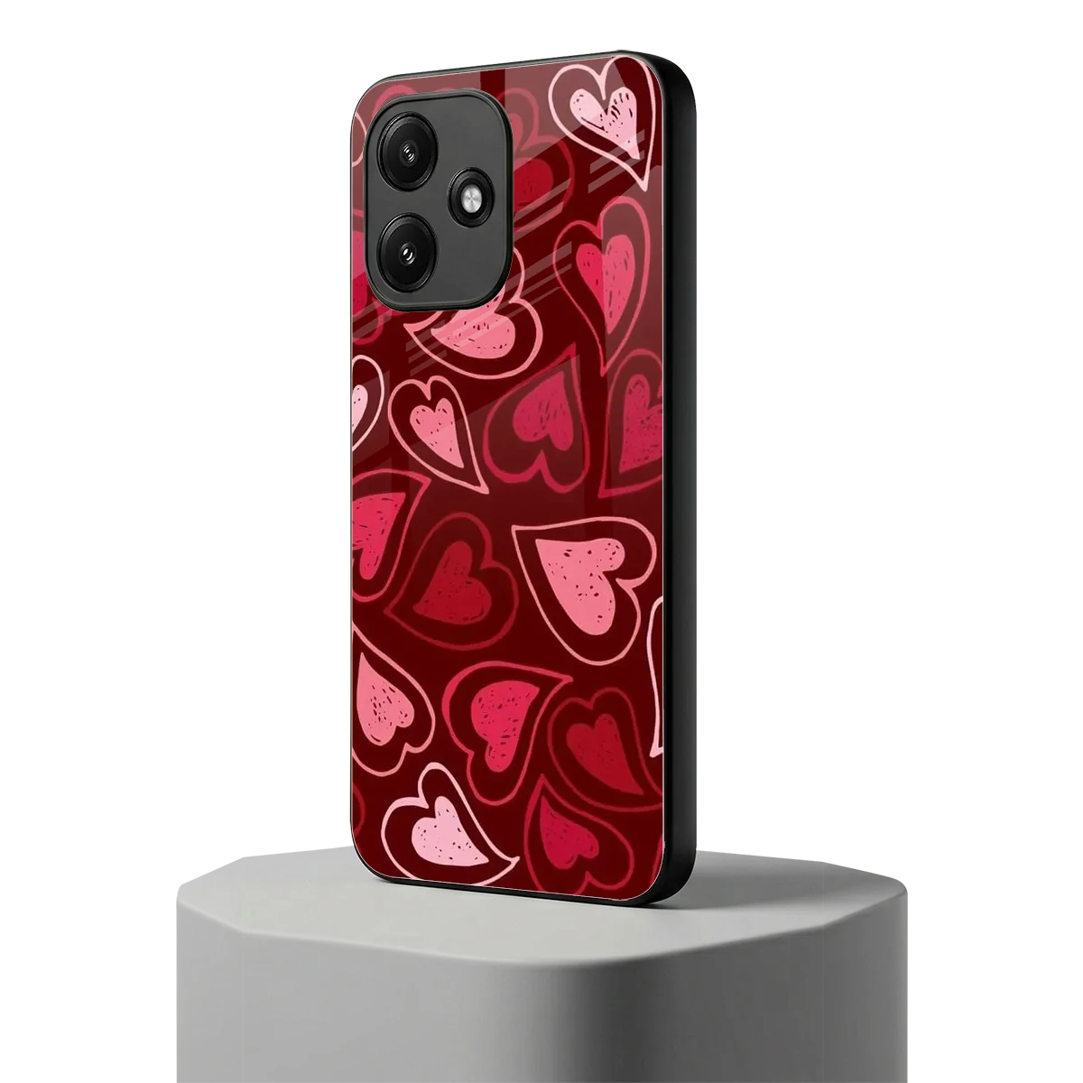 Wine Cascade Hearts redmi 12 5g mobile cover | shockproof glass phone case