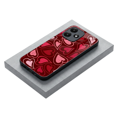 Wine Cascade Hearts stylish phone case for redmi 12 5g | glossy glass and slim fit