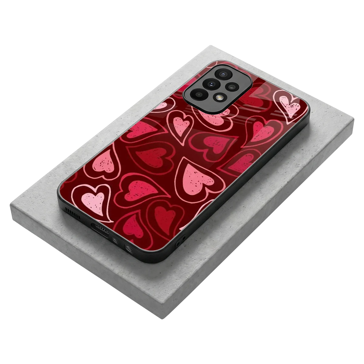Wine Cascade Hearts stylish phone case for samsung galaxy a23 | glossy glass and slim fit