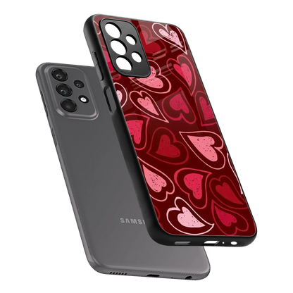 Wine Cascade Hearts sleek samsung galaxy a23 cover with tempered glass back and TPU edges