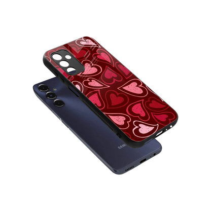 Wine Cascade Hearts sleek samsung galaxy m14 5g cover with tempered glass back and TPU edges