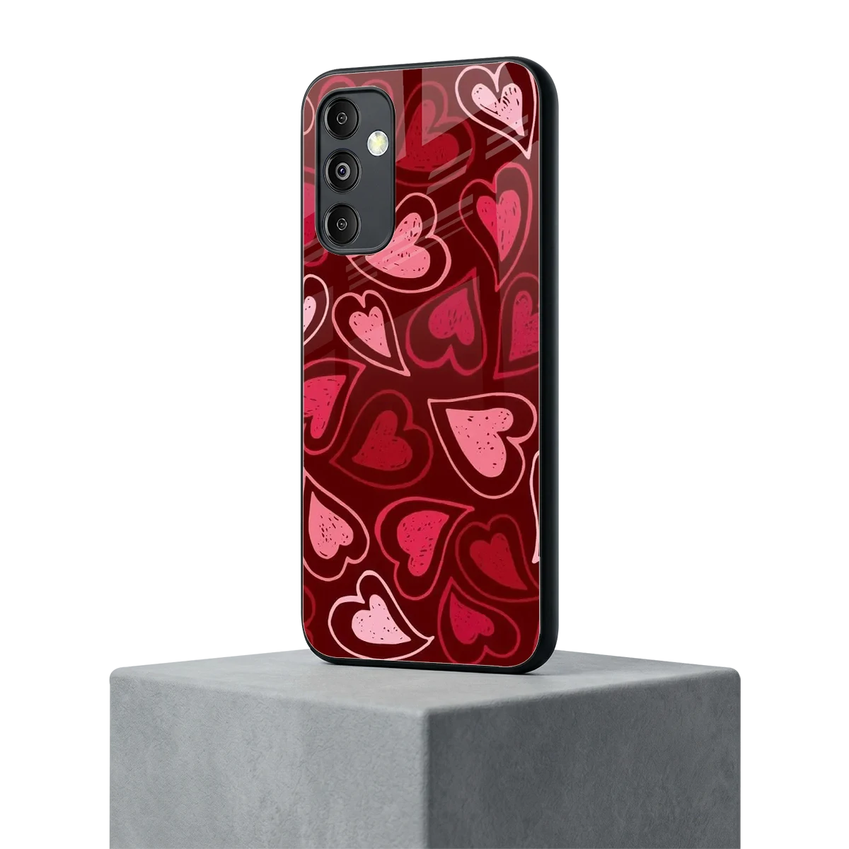 Wine Cascade Hearts samsung galaxy m14 5g mobile cover | shockproof glass phone case