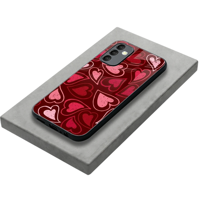 Wine Cascade Hearts stylish phone case for samsung galaxy m14 5g | glossy glass and slim fit