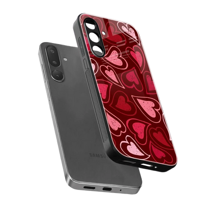 Wine Cascade Hearts sleek samsung galaxy m56 5g cover with tempered glass back and TPU edges