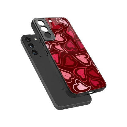 Wine Cascade Hearts sleek samsung galaxy s22 cover with tempered glass back and TPU edges