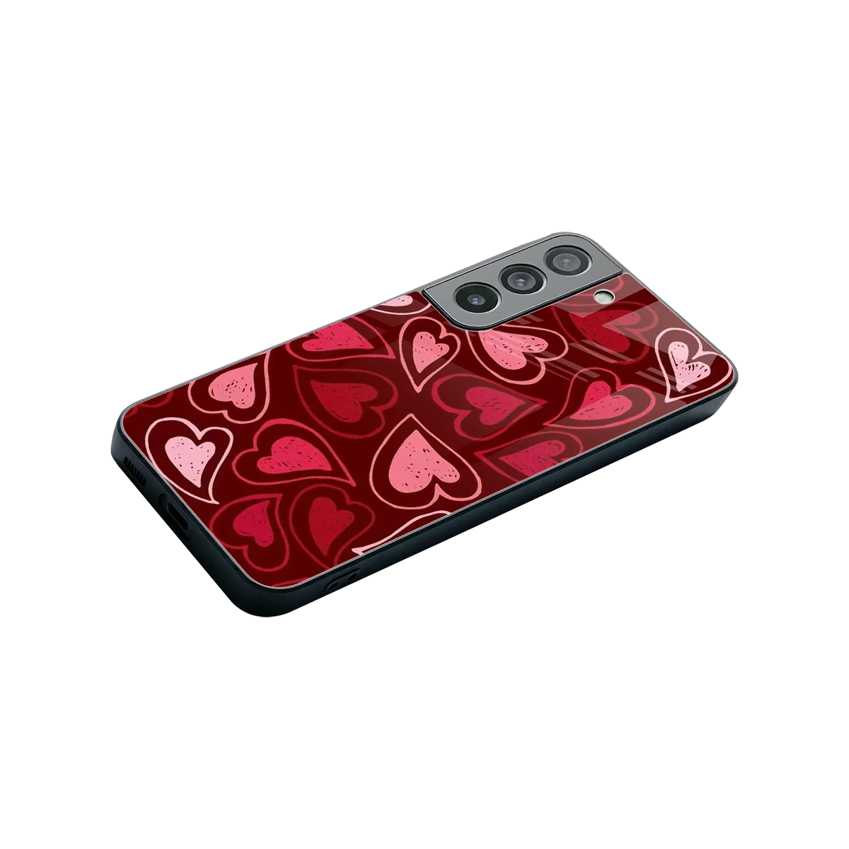 Wine Cascade Hearts stylish phone case for samsung galaxy s22 | glossy glass and slim fit