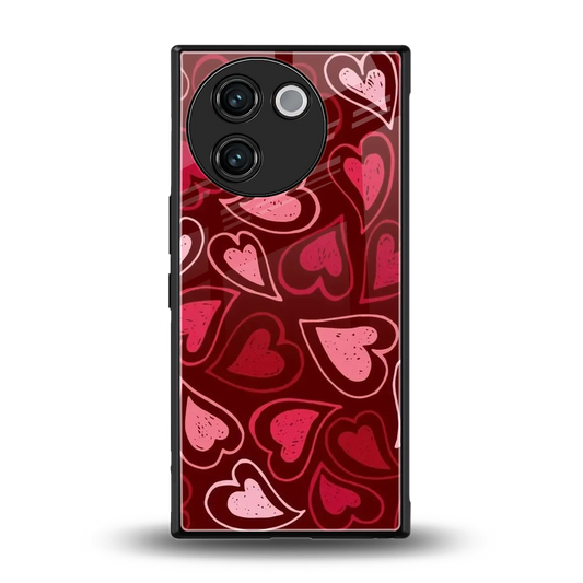 Wine Cascade Hearts back phone cover | glass case for vivo v30e