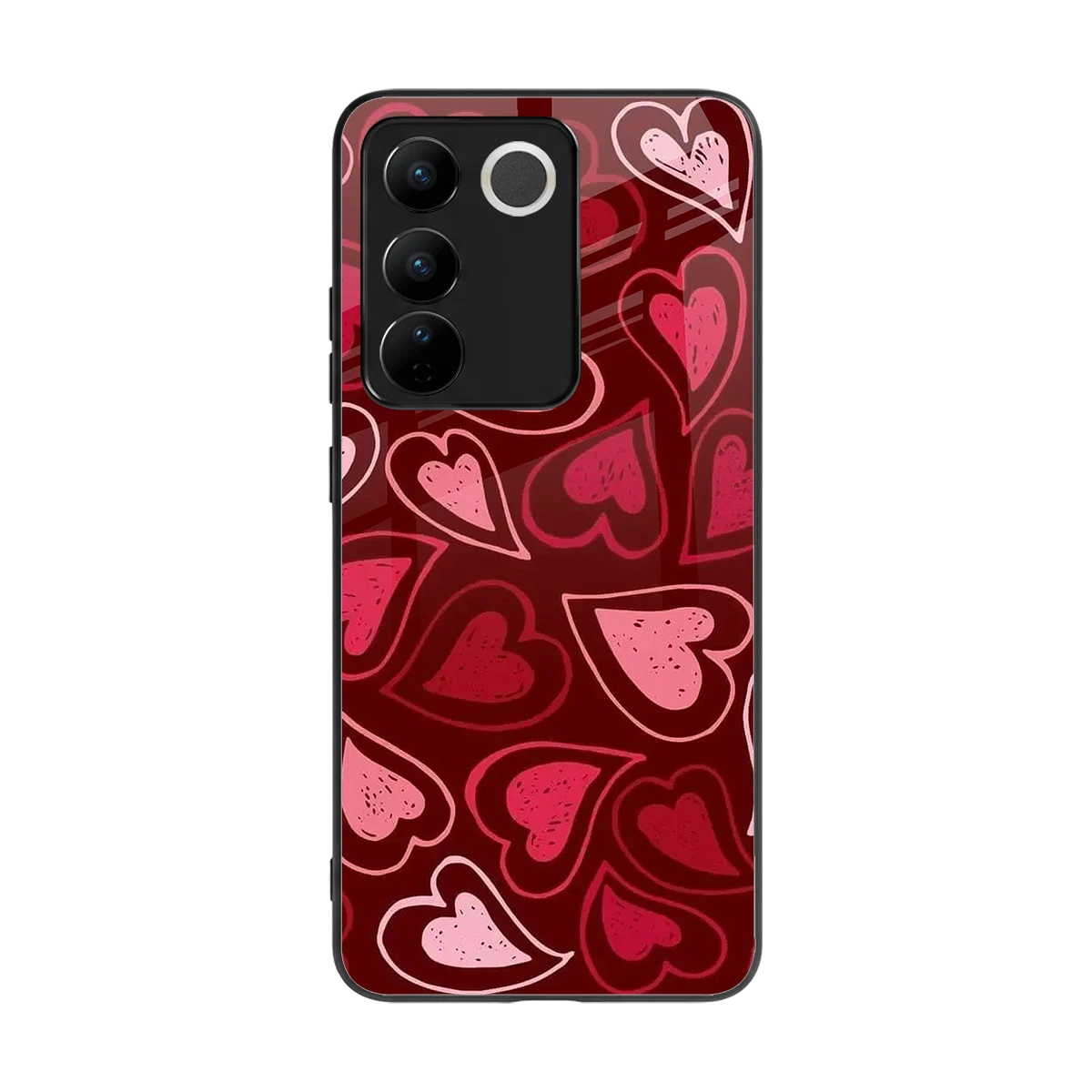 Wine Cascade Hearts back phone cover | glass case for vivo v27 5g