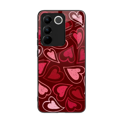 Wine Cascade Hearts back phone cover | glass case for vivo v27 5g