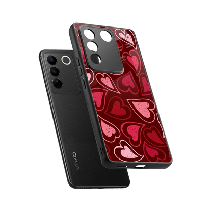 Wine Cascade Hearts sleek vivo v27 5g cover with tempered glass back and TPU edges
