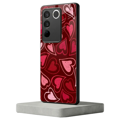 Wine Cascade Hearts vivo v27 5g mobile cover | shockproof glass phone case