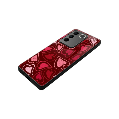 Wine Cascade Hearts stylish phone case for vivo v27 5g | glossy glass and slim fit
