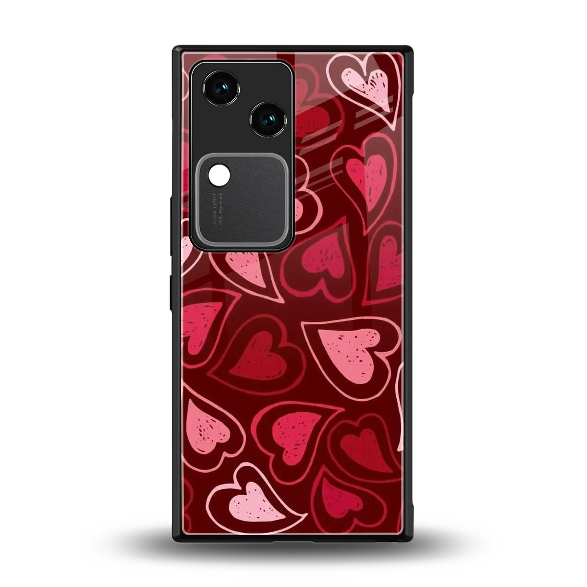 Wine Cascade Hearts back phone cover | glass case for vivo v30
