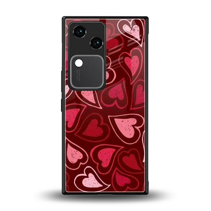 Wine Cascade Hearts back phone cover | glass case for vivo v30