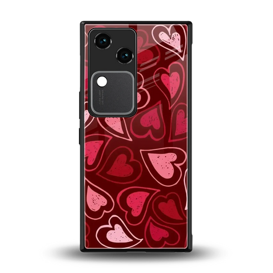 Wine Cascade Hearts back phone cover | glass case for vivo v30