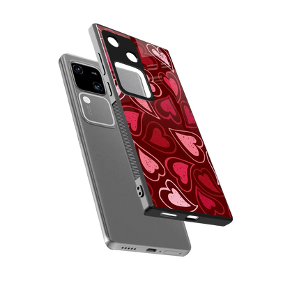 Wine Cascade Hearts sleek vivo v30 cover with tempered glass back and TPU edges