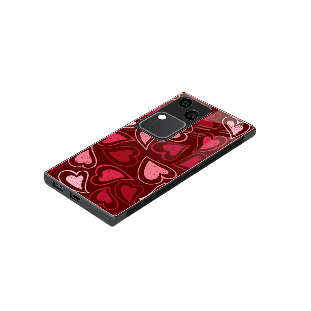 Wine Cascade Hearts stylish phone case for vivo v30 | glossy glass and slim fit