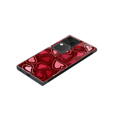 Wine Cascade Hearts stylish phone case for vivo v30 | glossy glass and slim fit