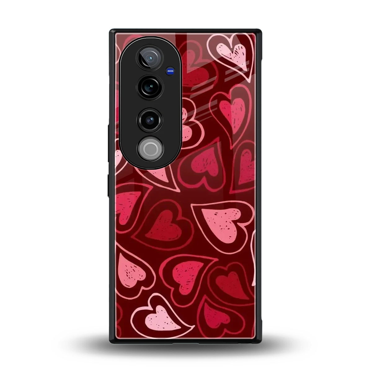 Wine Cascade Hearts back phone cover | glass case for vivo v40 pro