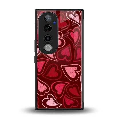 Wine Cascade Hearts back phone cover | glass case for vivo v40 pro