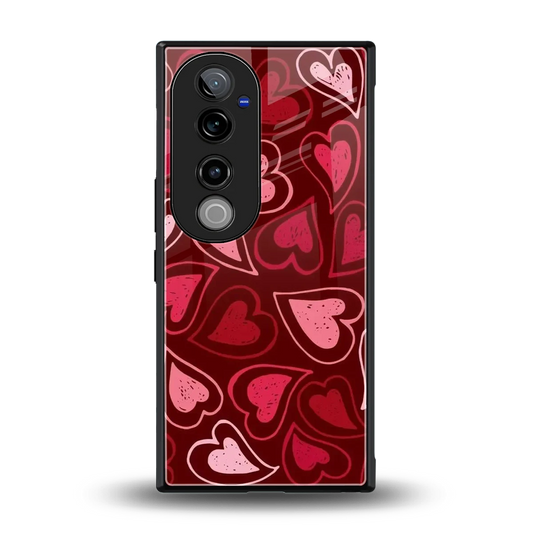 Wine Cascade Hearts back phone cover | glass case for vivo v40 pro