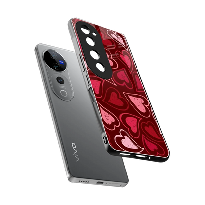 Wine Cascade Hearts sleek vivo v40 pro cover with tempered glass back and TPU edges