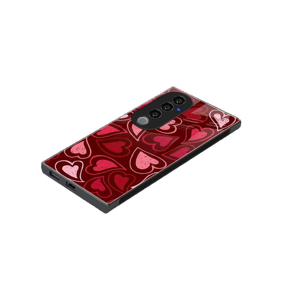 Wine Cascade Hearts stylish phone case for vivo v40 pro | glossy glass and slim fit