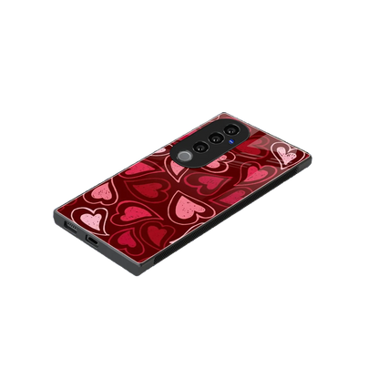 Wine Cascade Hearts stylish phone case for vivo v40 pro | glossy glass and slim fit