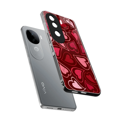 Wine Cascade Hearts sleek vivo v40e cover with tempered glass back and TPU edges