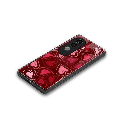 Wine Cascade Hearts stylish phone case for vivo v40e | glossy glass and slim fit