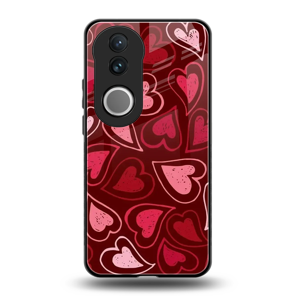 Wine Cascade Hearts back phone cover | glass case for vivo v50