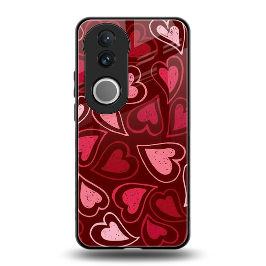 Wine Cascade Hearts back phone cover | glass case for vivo v50
