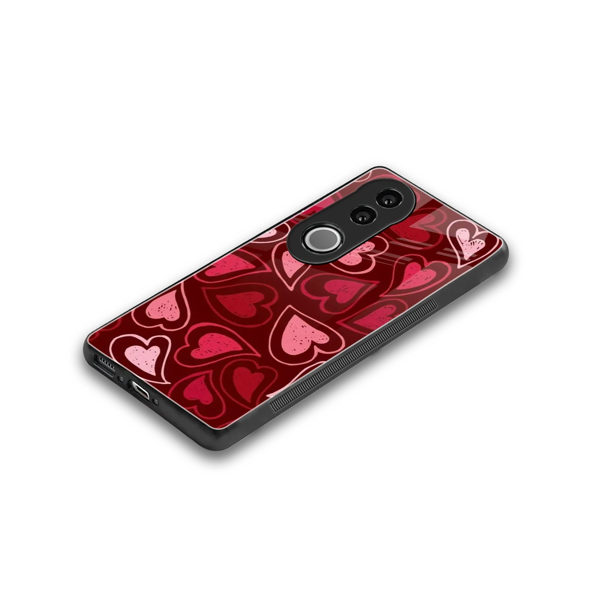 Wine Cascade Hearts stylish phone case for vivo v50 | glossy glass and slim fit