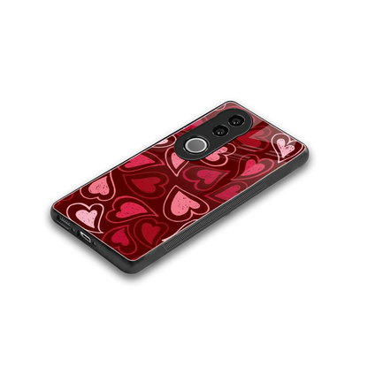 Wine Cascade Hearts stylish phone case for vivo v50 | glossy glass and slim fit