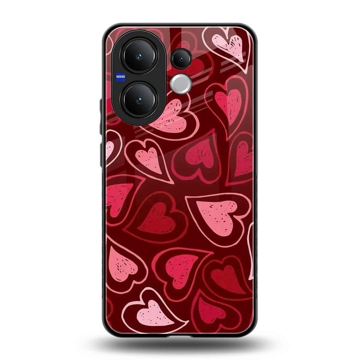 Wine Cascade Hearts back phone cover | glass case for vivo v60