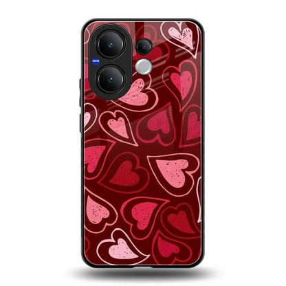 Wine Cascade Hearts back phone cover | glass case for vivo v60