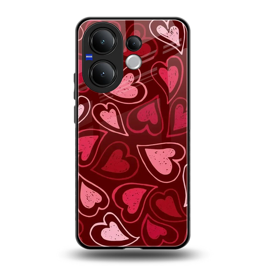 Wine Cascade Hearts back phone cover | glass case for vivo v60